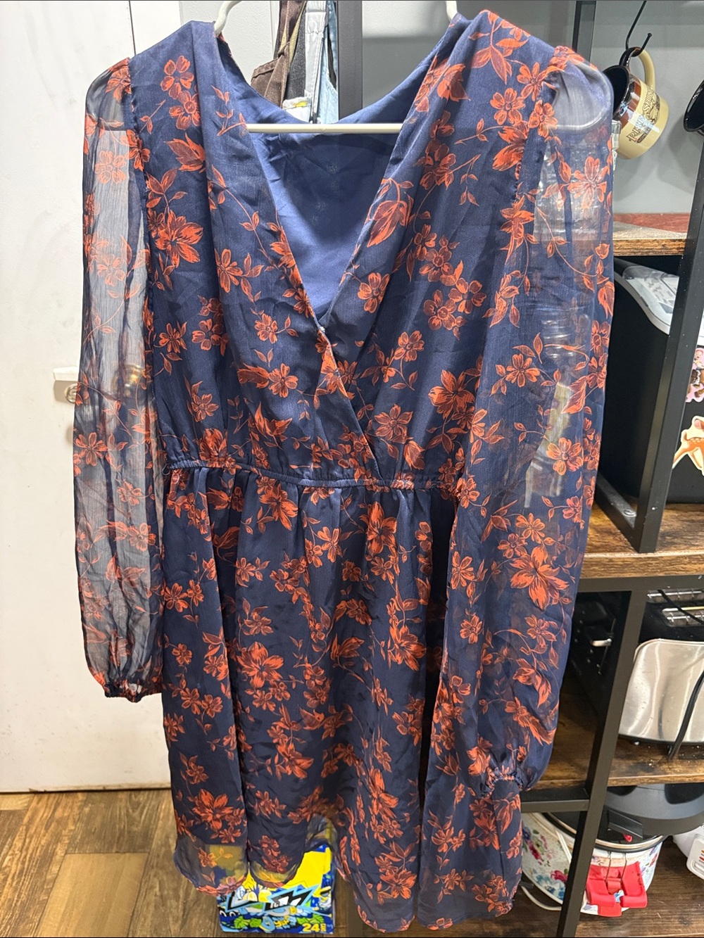 Cupshe Navy Dress with Orange Floral Print